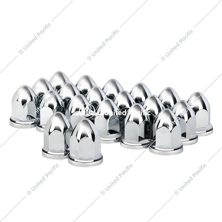 United Pacific 1-1/2 X 2-3/4 Chrome Plastic Bullet Nut Covers With Flange - Push-On 20 Pack 10061